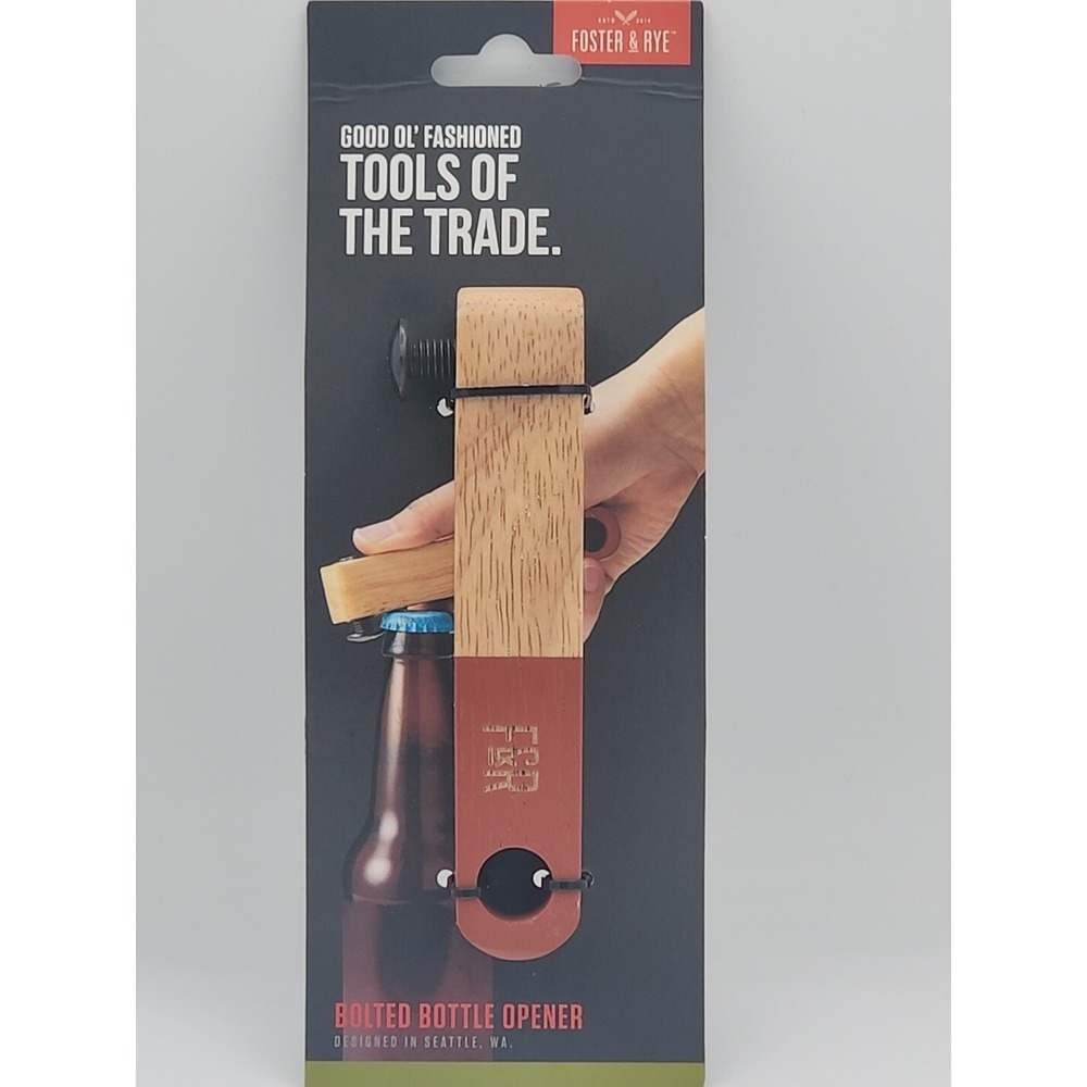 Foster & Rye Good OF Fashioned Tools of the Trade Bolted Bottle Opener Wood New
